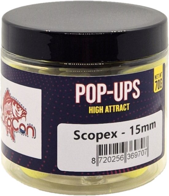 High Attract Fluo Pop-Ups 'Scopex' - Fluo Geel - 15mm - 70g - Karper Aas/Boilies - Popups van Merkloos
