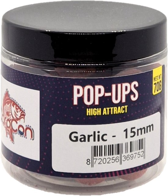 High Attract Pop-Ups 'Garlic' - Donker Rood - 15mm - 70g - Karper Aas/Boilies - Popups van Merkloos