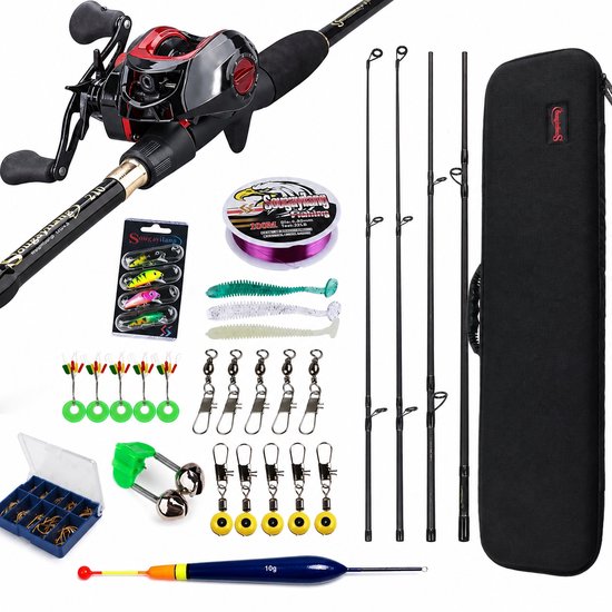 HOB Telescopische Vishengel Set - Hengelset - Werphengel - Carbon - 1,8 m - Vishengel set - Hengelsport - Vis Hengel
