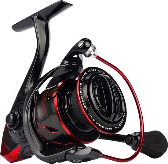 HOB Vismolen 1000 - Vissen - Hengel - Karpervissen - Molen - Vrijloopmolen - Zwart/Rood - Spinning Visreel - 15 Kg Slipkracht - 10+1 RVS Lagers - 5.2:1 Overbrenging - Zoet & Zoutwater van Merkloos