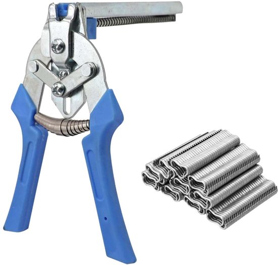 Hog Ring Pliers with 600 Galvanized Hogrings, Fence Pliers, Hog Ring Pliers Set, Hog Ring Pliers Set, Hog Ring Pliers, Type M Nail Ring Pliers, High Ring Pliers, for Pillows, Fences, DIY Works van Merkloos