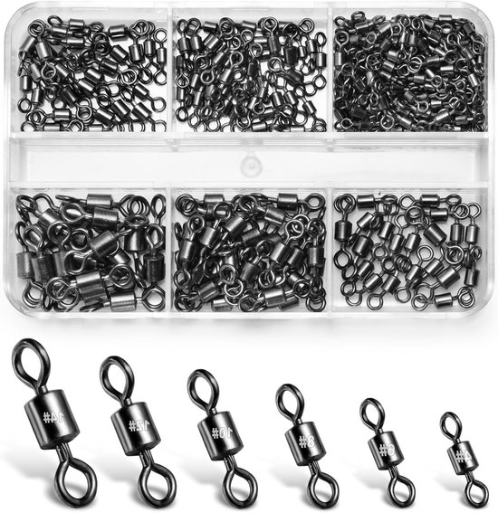 Hoge kwaliteit vissers swivels, 200 stuks, roestvrij staal, diverse maten voor optimale visresultaten