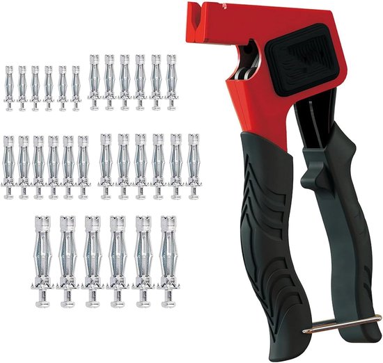 Hollow Wall Plug Mounting Pliers - Metalen Hollow Wall Plugs Pliers - Inclusief 30 Stuks M4M5M6 Hollow Metal Plugs met Schroeven - Cavity Mount - Montage Pliers voor het Bevestigen van Thuisdecoraties van TOOLSTEK