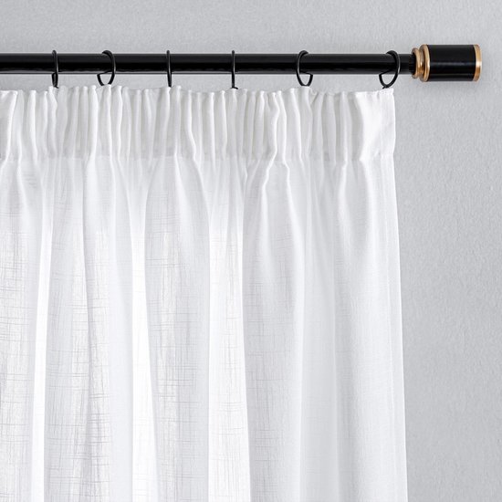 HOME Gordijnen en gordijnen woonkamer gordijn met plooiband lusjesgordijn gordijn set van 2 gordijn halftransparent linnenlook gordijnen voor kinderkamer, H 235 x B 140 cm, wit