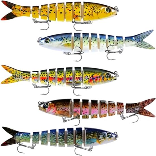 Homesy - 5 stuks scharnierend aas, visaas, visset, visaas voor snoekbaars, visaas voor zoet en zout water, kunstaas met gewrichten, zoet water, visset van Homesy