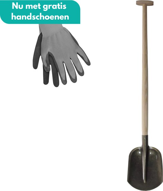 HomGar – Bats – Tuinschep – Tuinschop – Tuinbats – Gehard staal – Essenhouten steel – Blad 21 cm steellengte 100 cm - Nu met GRATIS tuinhandschoenen van HomGar