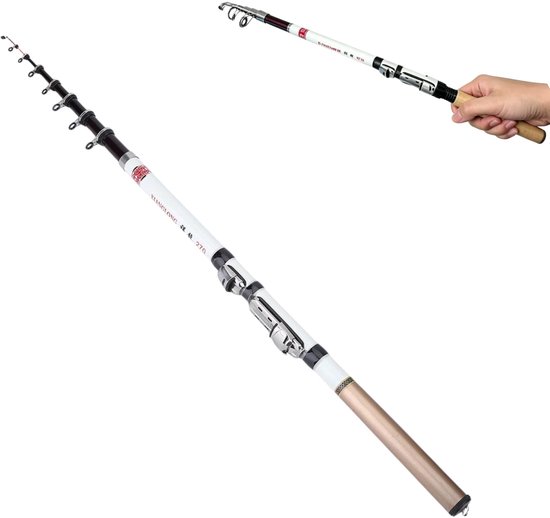 Hominas Telescopische hengel, 2,7 m, spinhengel voor forel, draagbare reishengel met comfortabele handgreep voor - ShopVlot