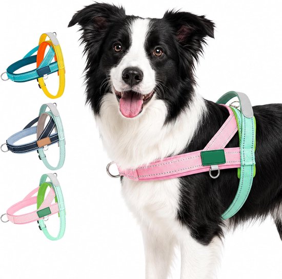 Hondentuigje, ademend, verstelbaar, huisdier, instaptuigje met frontclip, reflecterend, anti-verstikking, puppytuigje met handvat voor extra kleine en kleine tot middelgrote honden