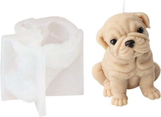 hondenvorm voor kaars, zeep, chocolade, taartdecoratie (wit, hond L)