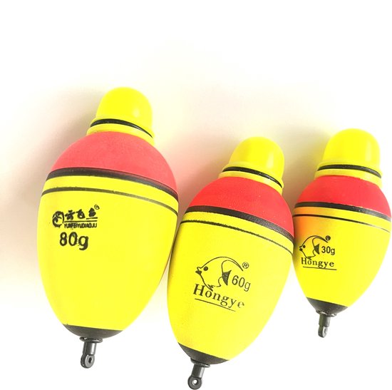 Hongye Dobber - Dobberset - Dobbers - Set van 3 - Lichtgevende dobber - Karpervissen - Nachtvissen - Visdobbers - Elektronische dobbers - Nachtverlichting - LED - 2 kleuren - 30 gram - 60 gram - 80 gram van Hongye