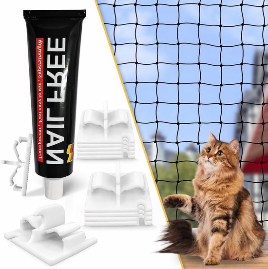Hook for attaching cat and balcony net, no drilling, 30 hooks without drilling + glue, hooks for attaching cat net - ShopVlot