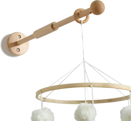 Hout Mobiele Houder voor Wandmontage, Babykamer Kwekerij DIY Houten Frame Staaf Natuurlijk Hout Wanddeco voor Opknoping, Mobiele Muziekdoos Windgong Muur Ontwerp Houder