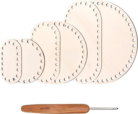 Houten Basisvorm voor Mand, Set van 6 Stuks, Ideaal voor Haken, Weven en DIY Creaties van Merkloos