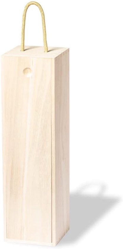 Houten box, licht en robuust voor wijnflessen, geschenkdoos voor wijnflessen met schuifdeksel, opbergdoos voor feestjes, verjaardagen, bruiloften, thuis