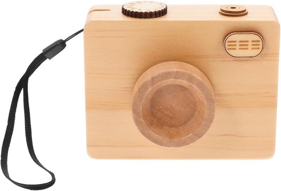 Houten camera opbergdoos tafeldecoratie doos vintage bruin