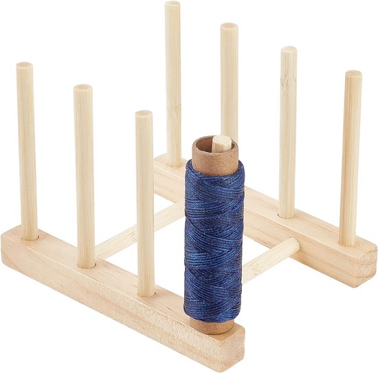 Houten Draadhouder voor Borduren en Quilten, 8 Spoelen Organiser voor Naaiwerk met 8mm Diameter Sticks, Ideaal voor Haarvlechten en Creatieve Projecten
