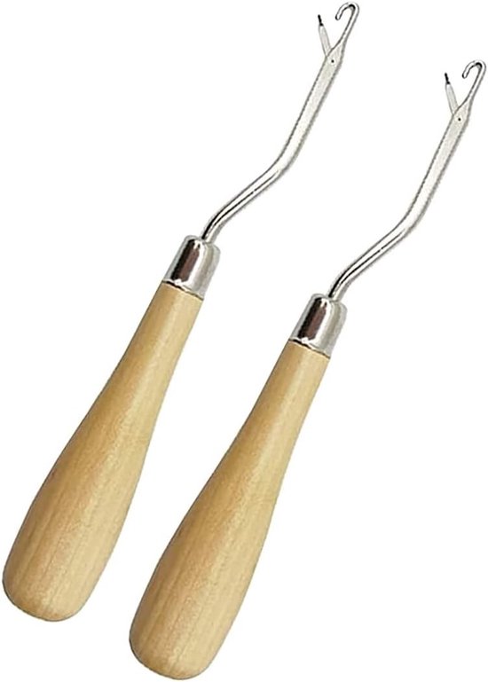 Houten haaknaalden set van 2, ergonomisch ontwerp, ideaal voor haken, breien en knopen
