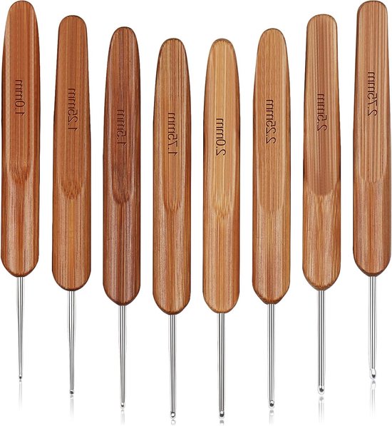 Houten haaknaalden set van bamboe voor haken, breien en handwerken - Perfect voor creatievelingen van Merkloos