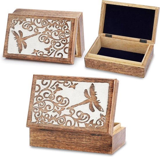 Houten Handgemaakte Decoratieve Doos Reptier Wit En Bruin - Multifunctioneel Gebruik Als Sieradenopslag Horlogedoos Geweldig Als Geschenken