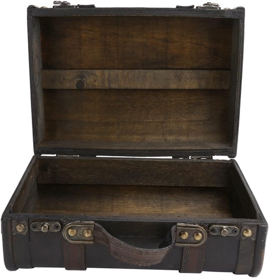 Houten Koffer met Gesp Slot - Retro Koffer Houten Opbergdoos Studio Decoratie Etalage Fotografie Props Koffer Vintage