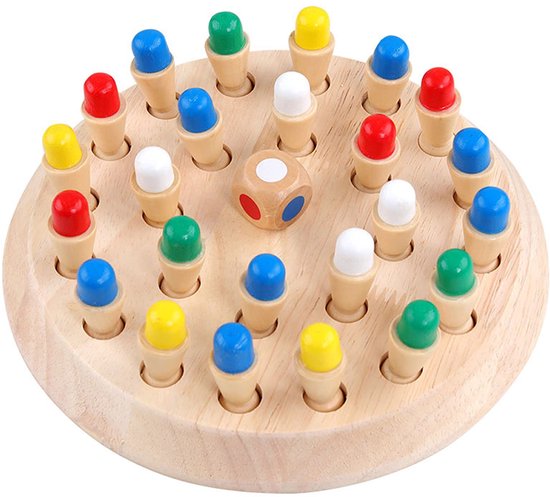 Houten Montessori Geheugenspel – Leerzaam Bordspel Vanaf 4 Jaar | Voor Geheugen, Concentratie & Kleurenherkenning van Merkloos