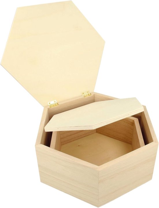 Houten Nestdoos, Beige, 22 x 9 x 19 cm