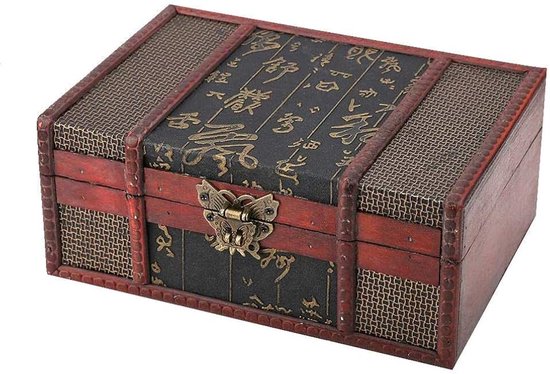 Houten opbergdoos, groot formaat sieraden organizer, decoratieve schatkist, ouderwetse stijl voor verjaardagsfeestjes en bruiloften