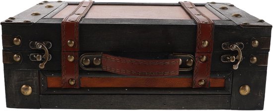 Houten schatkist - Decoratieve opbergdoos - Retro houten koffer met handvat - voor souvenirs Antieke koffer Piratenkist voor feestaccessoires