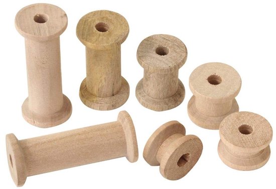 Houten Spoelen - Ambachtelijke Spoel - Hobby Knutselen - Klaar om te Kleuren - 5.1 x 5.1 cm - Natuurlijk Hout