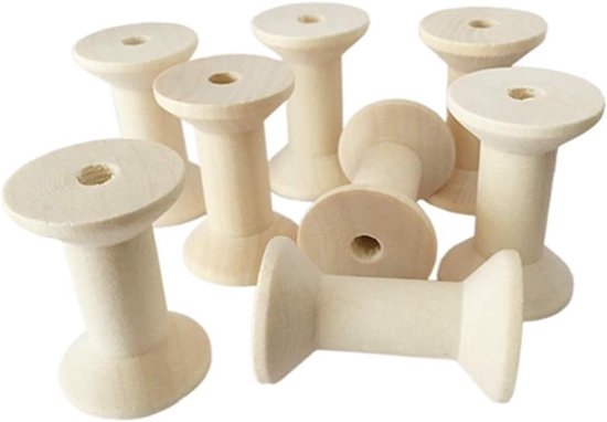 Houten spoelen set van 50 stuks, 47 x 31 mm, lege spoelen voor DIY-projecten en ambachten van Merkloos