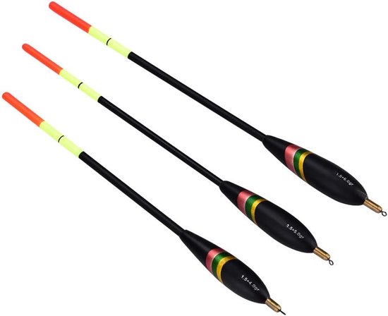 Houten Visdobbers Set - Dobbers Waggler Posen - Natuurlijk Vissen - Verschillende Drijfvermogens - Tot 25cm Lengte - Felgekleurde Staart