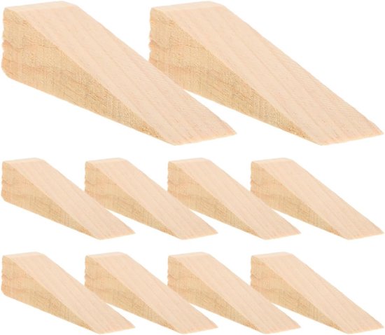 Houten Wedges Set van 10 Stuks, Diagonaal en Profiel, Voorzichtig Deurstopper voor Zware Deuren, Antislip en Stabiliteit voor Tegels en Tapijten