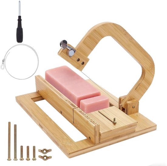 Houten Zeepsnijders Verstelbare Draad Snijder Houten Basis Tool Voor Handgemaakte Zeep Maken Kaars Trimmen Zeep Snijden Ambacht Decoratie, 30,39 x 4,97 cm