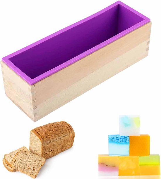 houten zeepvorm, 1200 ml, siliconen zeepvormen, rechthoekige siliconen vorm, zeepvorm, geschikt voor handwerk, doe-het-zelf chocolade, cake, pudding