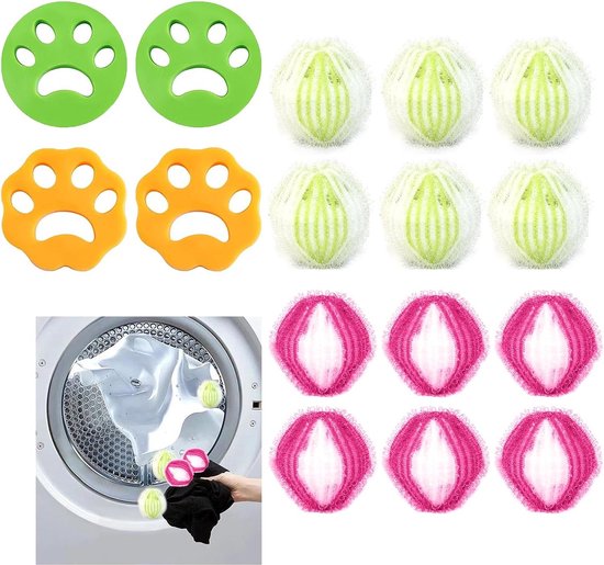 Huisdierhaarverwijderaar wasbal - 16 stuks - pluizenbollen - kattenhaarverwijderaar - haarvanger . van Merkloos