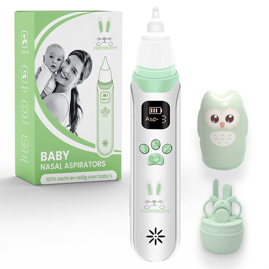 Hunnybunny® Elektrische Neusreiniger voor Baby’s met 8 Muziekjes en Licht – Neuspeer - Aspirator - Neuszuiger - Incl. Verzorgingssetje van Hunnybunny