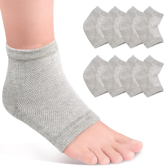 Hydraterende hielsokken Open Toe voor droge hielkloven - SPA voetverzorgingssokken Grijs - 4 paar . van Merkloos
