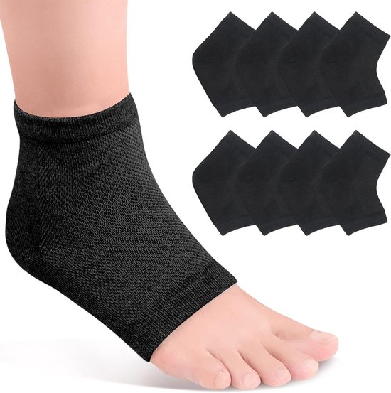 Hydraterende Open Toe Hielsokken voor droge hielkloven - Vrouwen Mannen - SPA Voetverzorgingssokken - 4 paar Zwart . van Merkloos