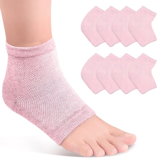 Hydraterende Sokken Verbonden Open Teen Gebarsten Droge Hiel - Vrouwen Mannen Spa Voetverzorging - 4 Paar Roze . van Merkloos