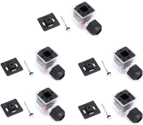 Hydraulische Solenoïde Ventiel Spoel Plug Set van 5 Stuks, Waterdicht en Stofdicht met Verlichting (12V) voor Efficiënte Prestaties van Merkloos
