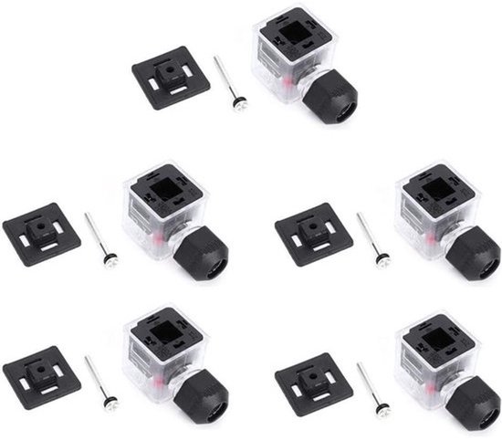 Hydraulische Solenoïde Ventiel Spoel Plug Set van 5, Waterdicht en Stofdicht met Verlichting (12V) voor Efficiënte Besturing