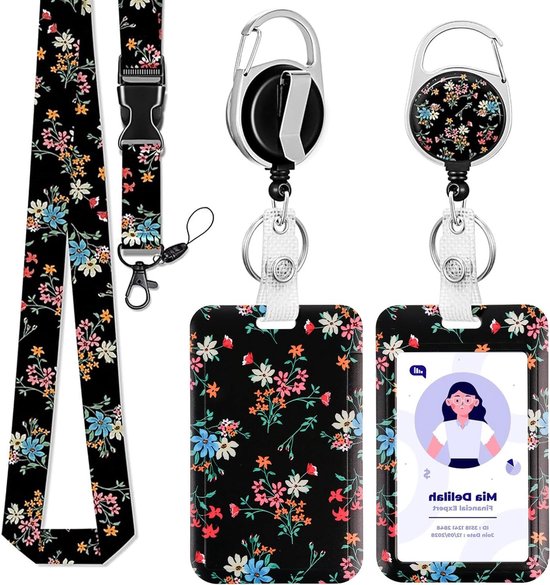 ID Kaart Houder met Afneembare Strap, Retractable Badge Reel en Sleutelhanger voor Studenten, Leraren, Verpleegkundigen en Werknemers van Merkloos