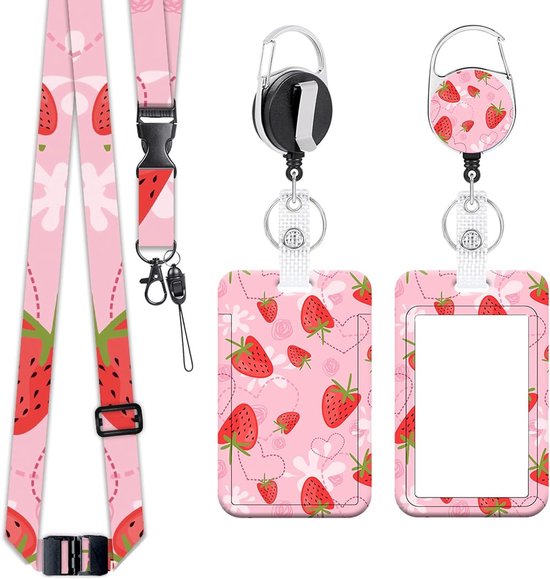 ID Kaart Houder met Strap, Buskaart Bescherming voor Studenten, Afneembare Naamplaat Clips en Retractable Badge Reel voor Vrouwen, Leraren en Zorgprofessionals van Merkloos