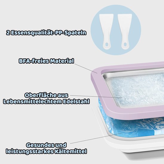 IJsblokjes, rol ijsplaten, ijsmaker, kleine instant ijsrolls machine, met 2 spatels, voor zelfgemaakte gerolde ijs, bevroren yoghurt (paars)
