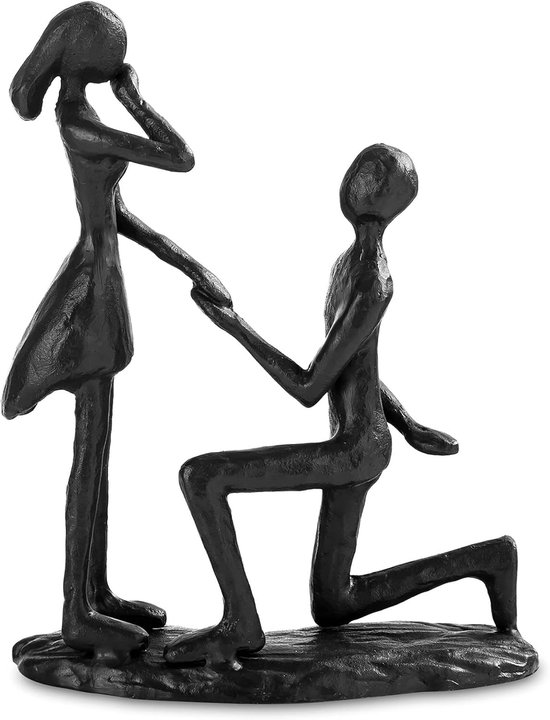 Ijzer Stel Huwelijksbeeldingen voor Tafel - Vintage Metalen Paar Standbeeld Zwart Romantische Sculpturen Ornament 6 Jaar Ijzeren Jubileumgeschenk voor Haar Vrouwelijke Vriendin Bruid Paren