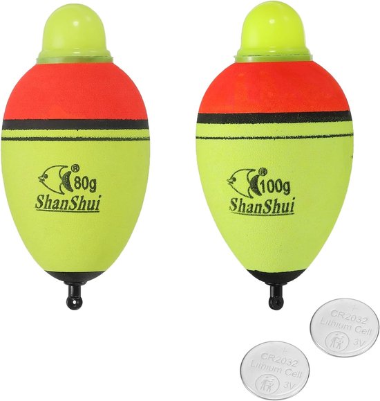 Illuminated Fishing Slip Bobbers - 2 Pack - EVA Light Up Fishing Float voor Nachtvissen - Geel - Hoogwaardige Vissersaccessoires - Handig voor Avondvissen van SlimmKip.