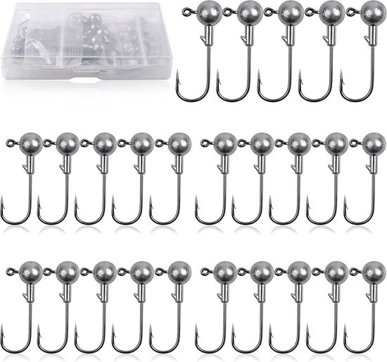 Imperatoris - Vishaken met Ronde Jighead - Vis Haakjes - Vishaken Set - Vishaakjes Assortiment - Hengelsport - Alle Vissoorten - Maat 3g - 30 Stuks - Zilver van Merkloos
