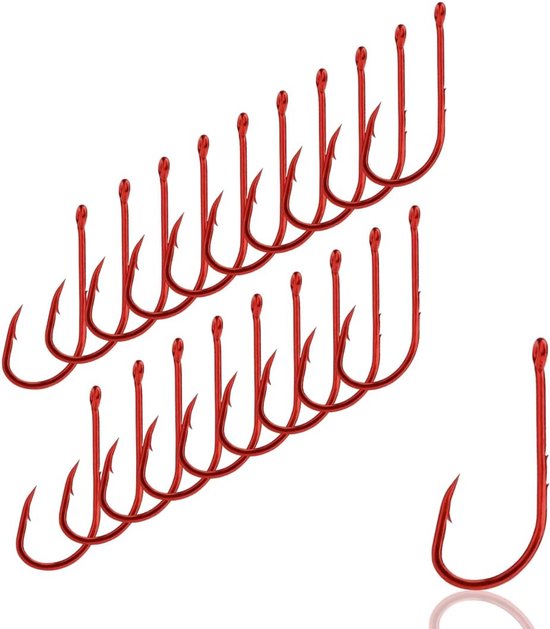Imperatoris - Vishaken - Vis Haakjes - Vishaken Set - Vishaakjes Assortiment - Hengelsport - Alle Vissoorten - 10 Maten - 20 Stuks - Rood van Merkloos