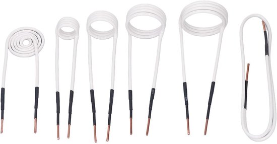Inductieverwarmingsspoelset met 6 stuks van 2,5 mm messing, 20-50 mm spoelen en opbergdoos voor vormen