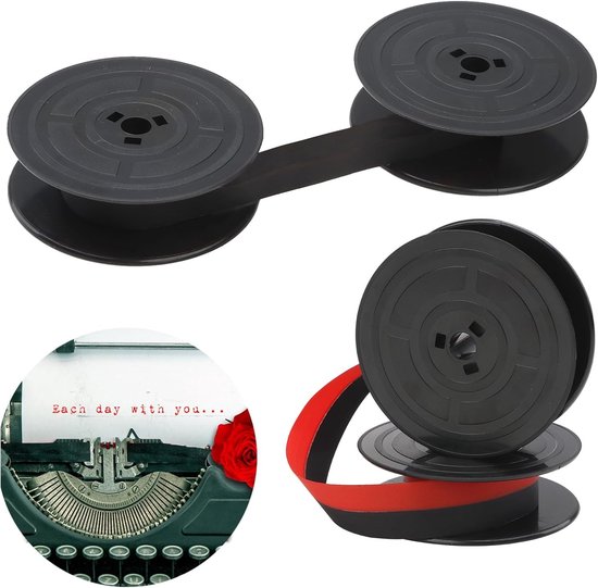 Ink Ribbon voor Typemachines, Geschikt voor Klassieke Modellen, Dubbele Spoel, 7 Meter, Rood en Zwart, Nylon, Typemachine Accessoires, Kleurbanden, Typemachine Inkt
